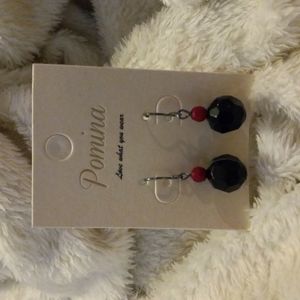 Pomina Black and Red Beaded Earrings 12